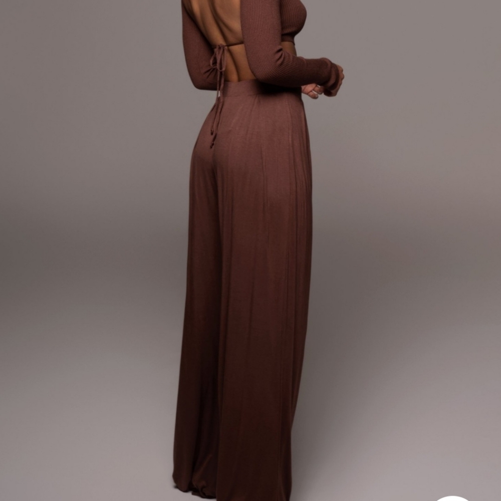 Jluxlabel nwt jluxbasix devyn wide leg pants L chocolate brown